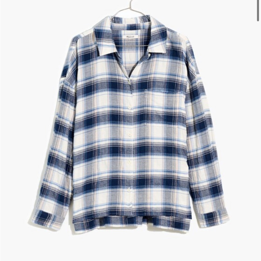 Madewell Flannel Long-Sleeve Boxy Shirt in Herringbone